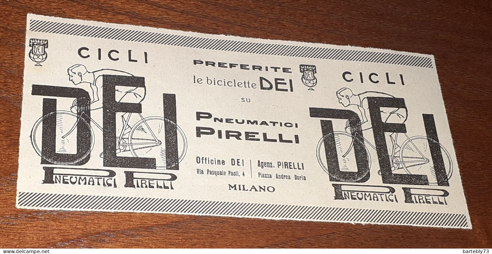 Pubblicità Le Biciclette DEI Su Pneumatici Pirelli (1915) - Pubblicitari