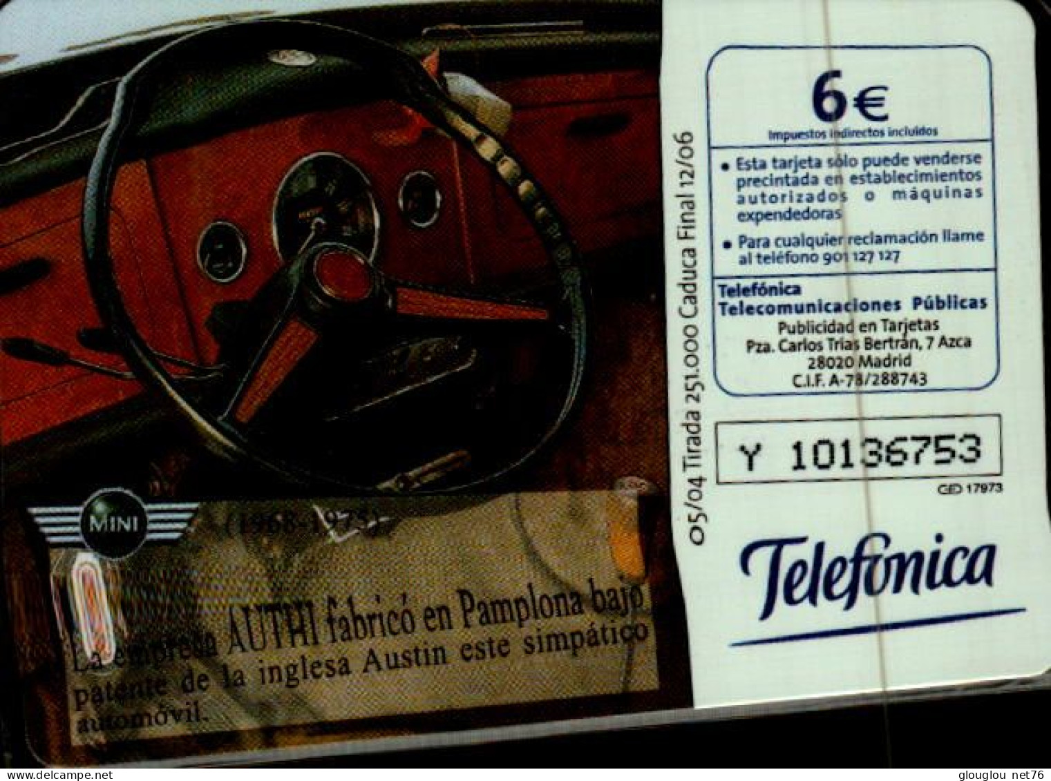 TELECARTE ETRANGERE...BELLE VOITURE... - Autos