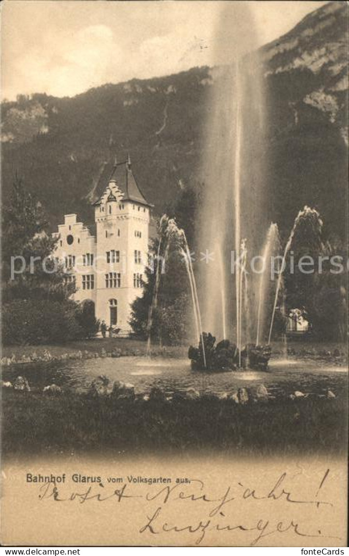 11751529 Glarus GL Bahnhof Volksgarten Fontaene Glarus - Andere & Zonder Classificatie