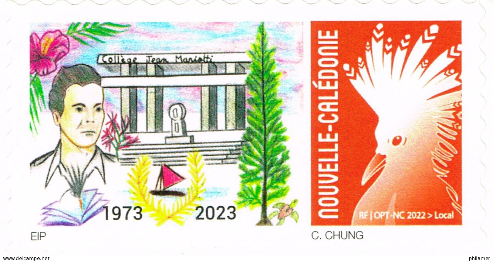 Nouvelle Caledonie New Caledonia Timbre A Moi Personnalise Prive 50 Ans College Mariotti Timbre VARIETE Chang FIN Neuf - Unused Stamps