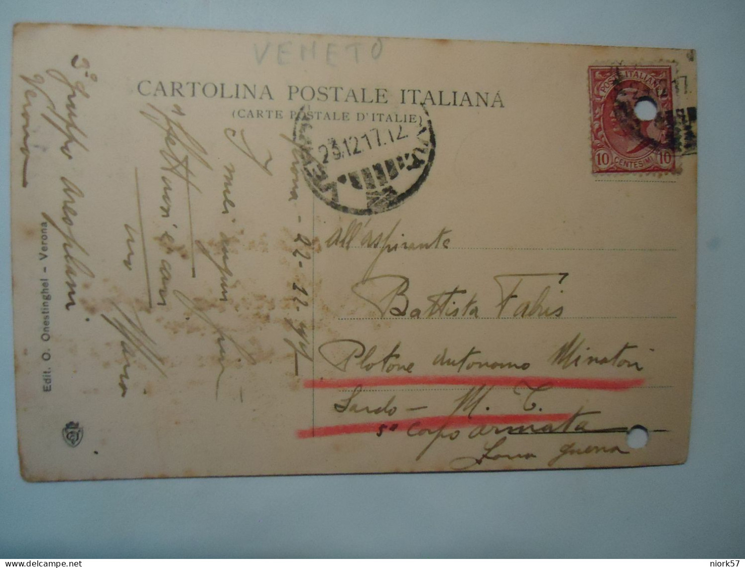 ITALY POSTCARDS  VERONA  1917 STAMPS POSTMARK - Otros & Sin Clasificación