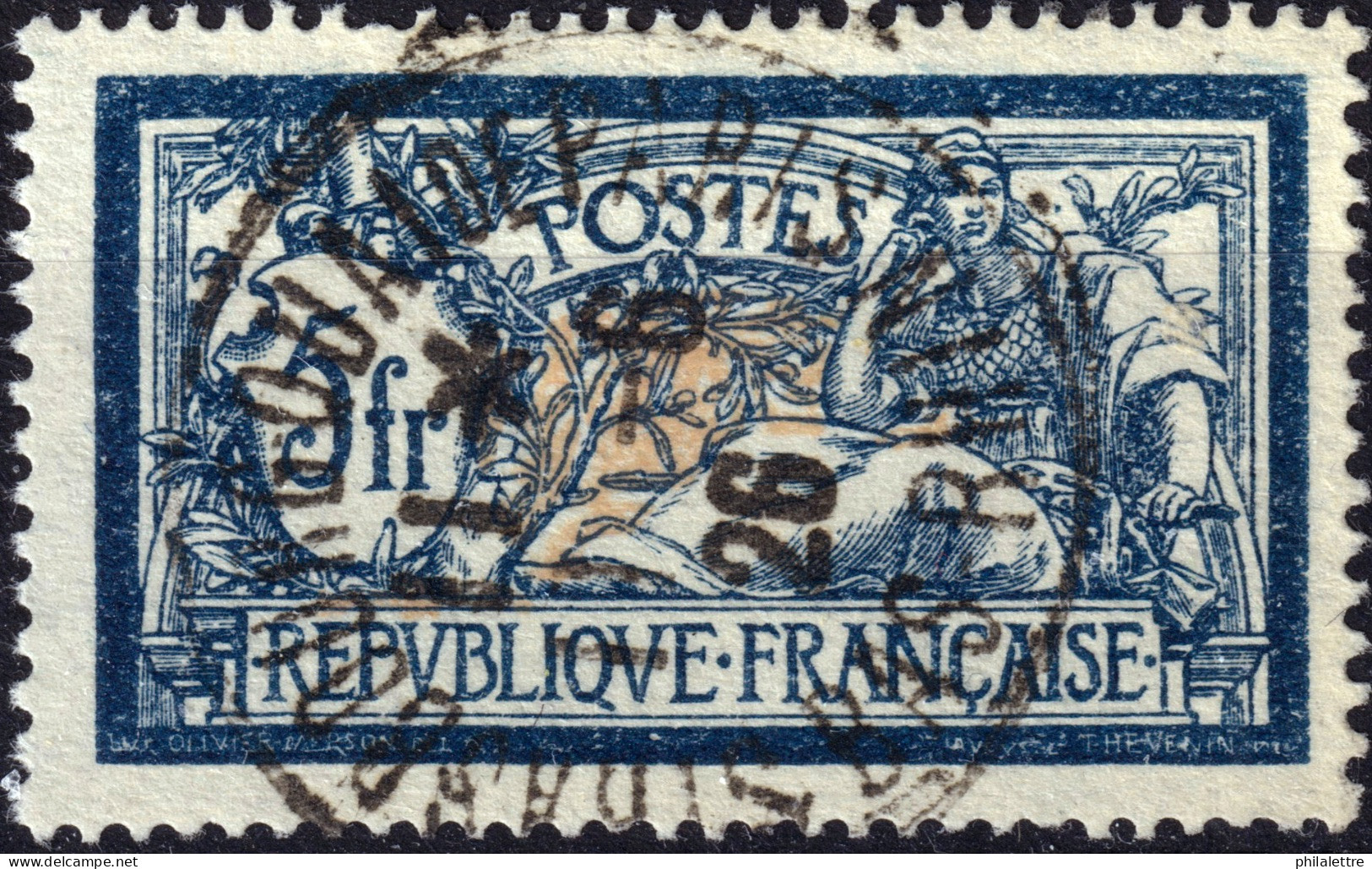 FRANCE - 1926 TàD "STRASBOURG-QUAI DE PARIS / BAS-RHIN" Sur Yv.123 5fr Merson Bleu & Chamois - 1900-27 Merson