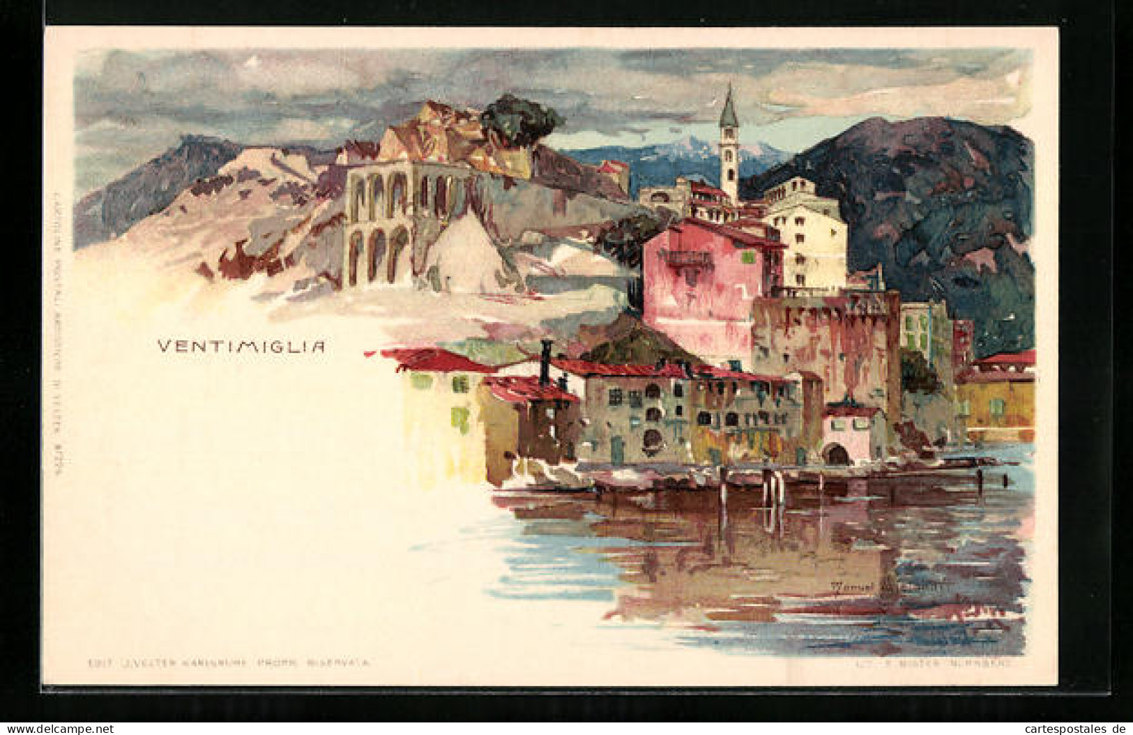 Artista-Cartolina Manuel Wielandt: Ventimiglia, Ortsansicht  - Other & Unclassified