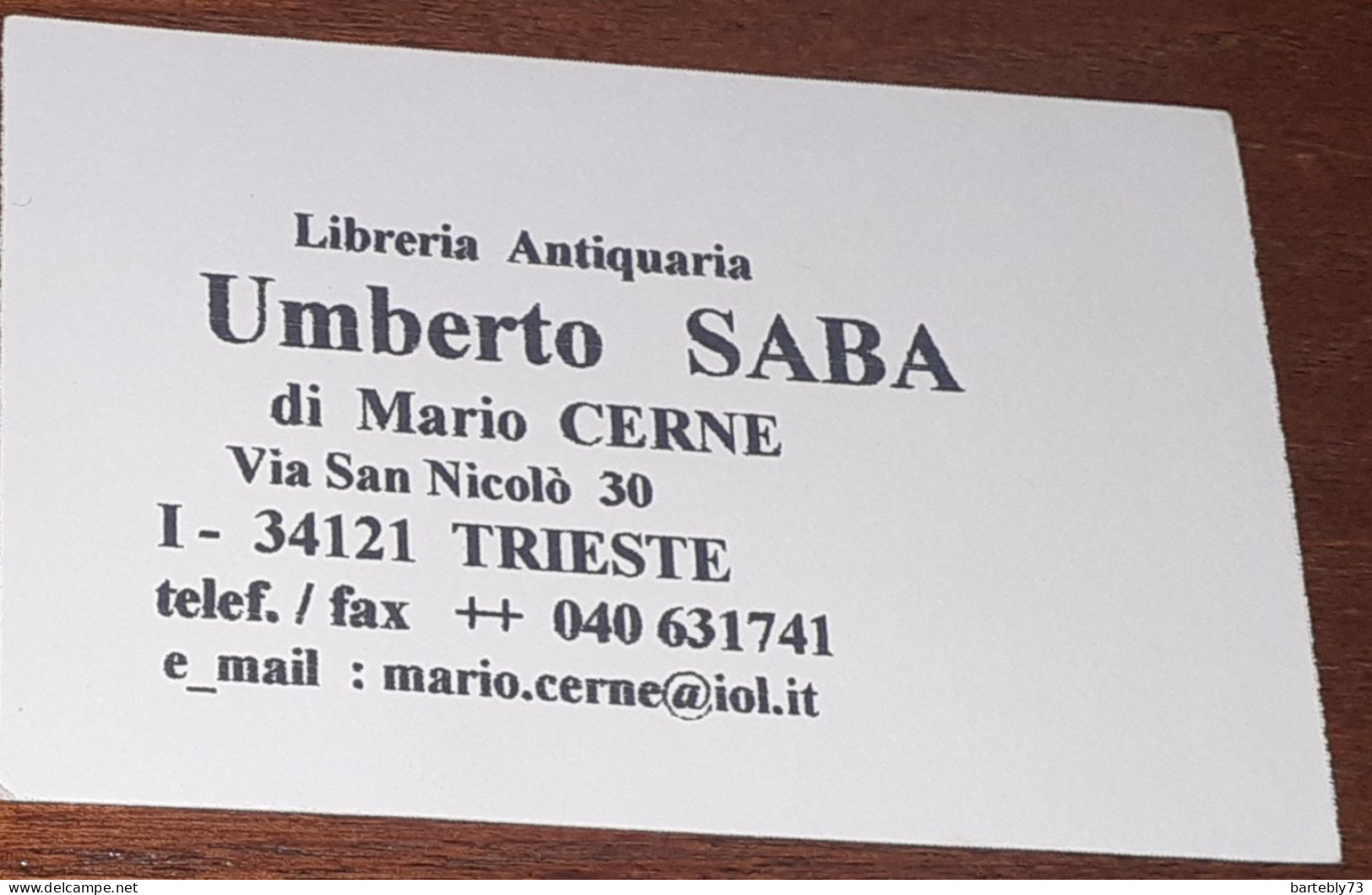Cartoncino Libreria Antiquaria Umberto Saba (Trieste) - Visitenkarten