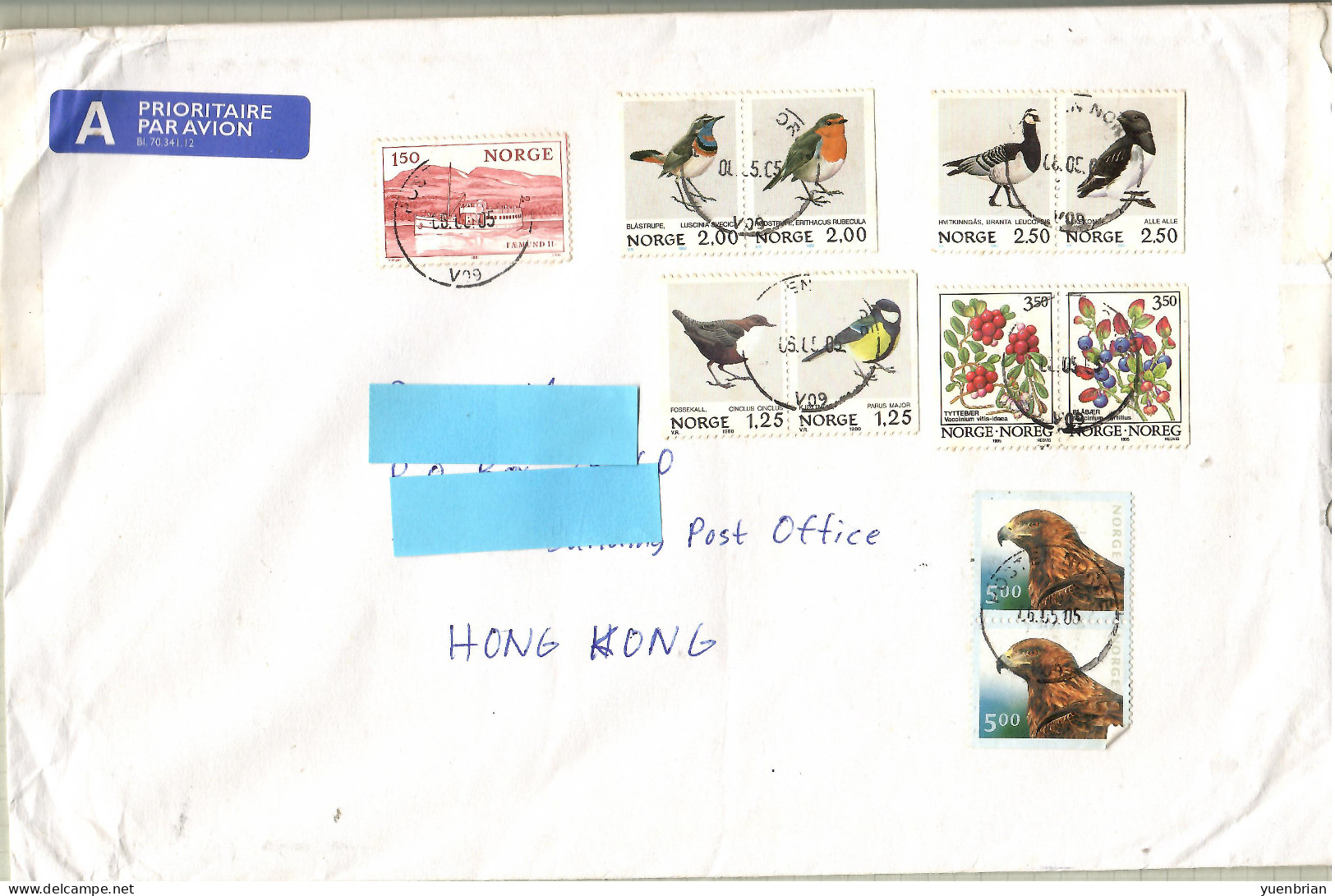 Norway 2005, Bird, Birds, Eagle, Circulated Cover To Hong Kong - Eagles & Birds Of Prey