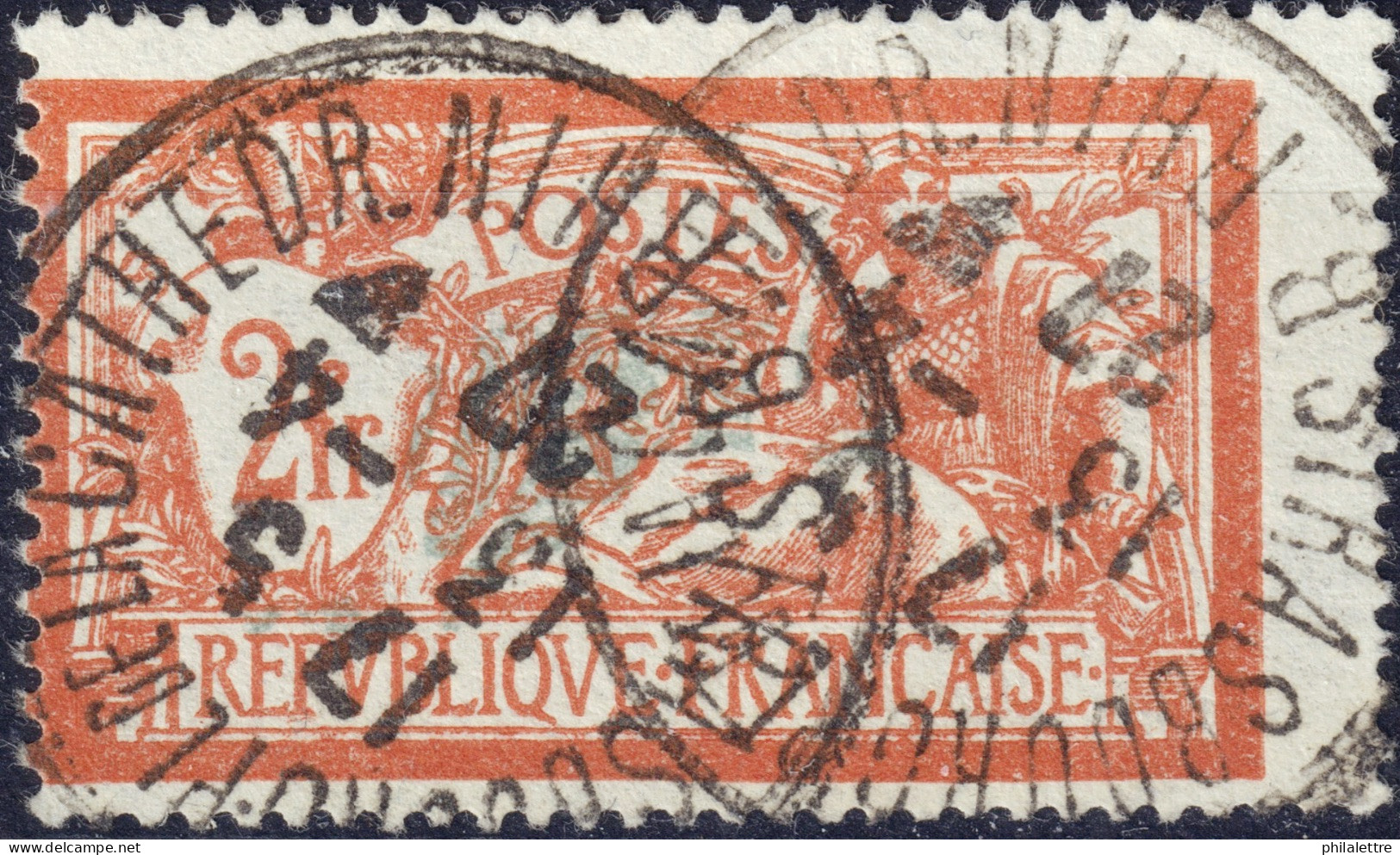 FRANCE - 1927 TàD "STRASBOURG-PL D LA CATHEDR. / BAS-RHIN" Sur Yv.145 2fr Merson Orange & Vert-bleu - 1900-27 Merson