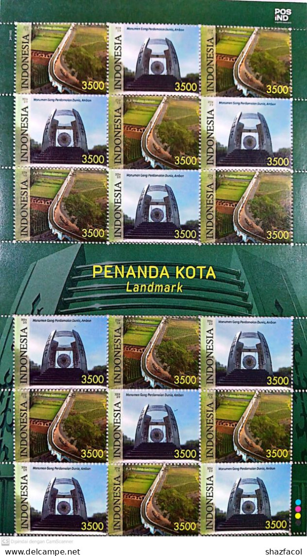 Indonesia Indonesie 2024 Stamp Full Sheet Land Mark Penanda Kota New - Indonesien