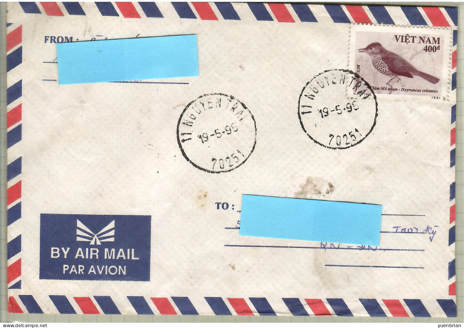 Vietnam 1995, Bird, Birds, Circulated Cover - Other & Unclassified