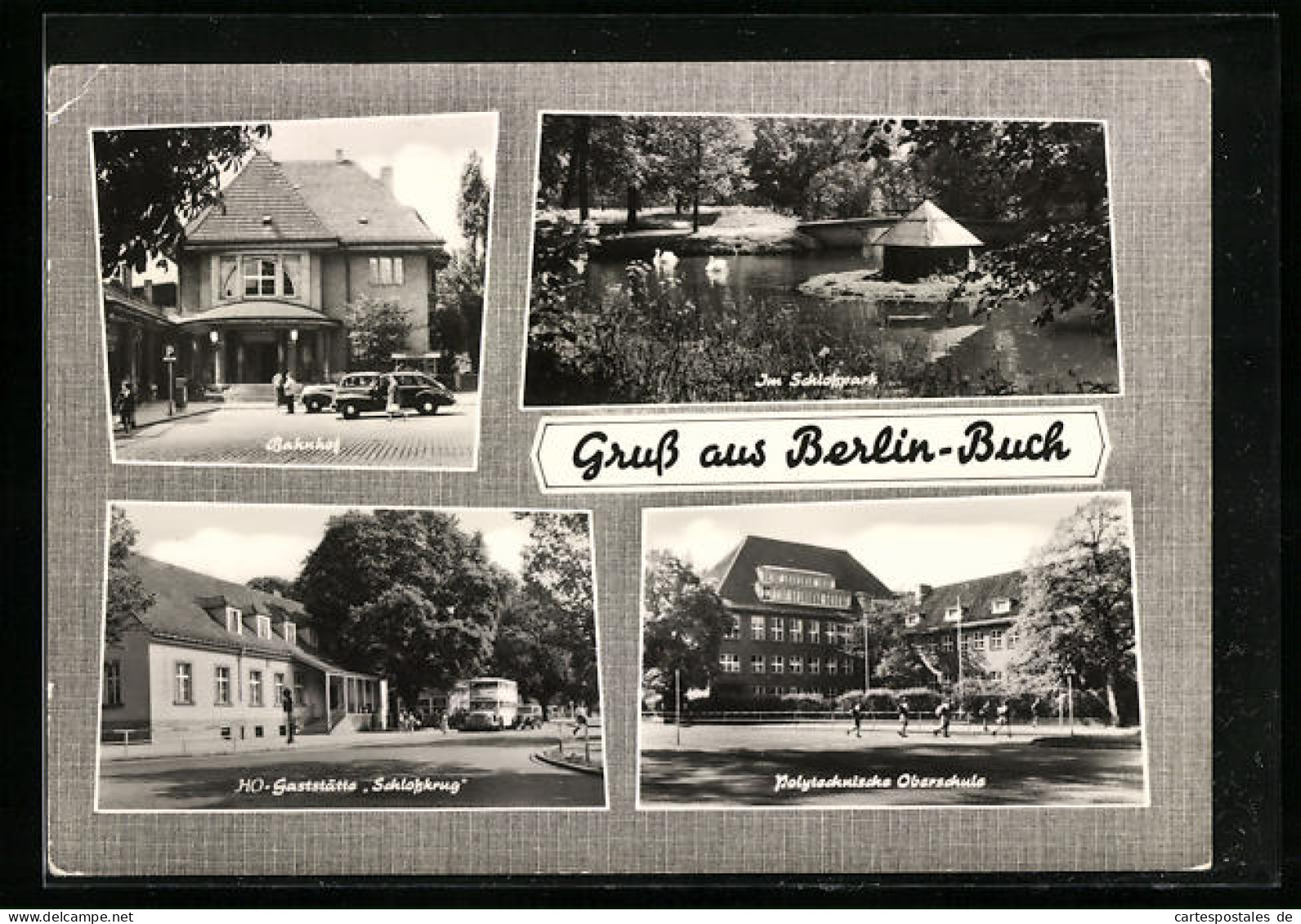 AK Berlin-Buch, Bahnhof, Im Schlosspark, HO-Gaststätte Schlosskrug  - Buch