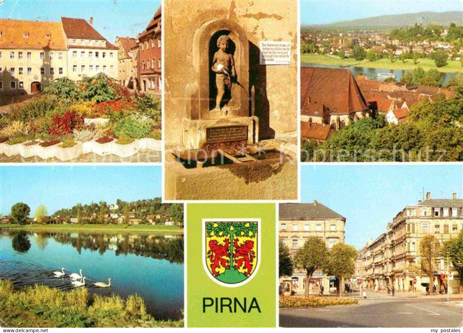 72651931 Pirna Markt Erlenpeterbrunnen Blick Vom Sonnenstein OT Copitz Karl Marx - Pirna