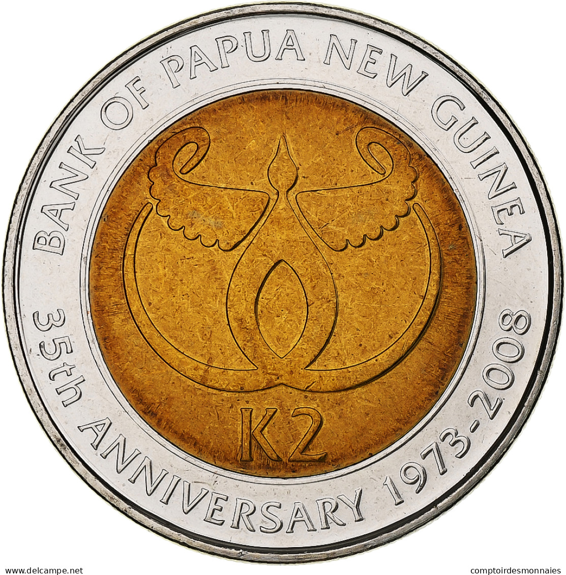 Papouasie-Nouvelle-Guinée, 2 Kina, 2008, Bimétallique, SPL+, KM:51 - Papoea-Nieuw-Guinea