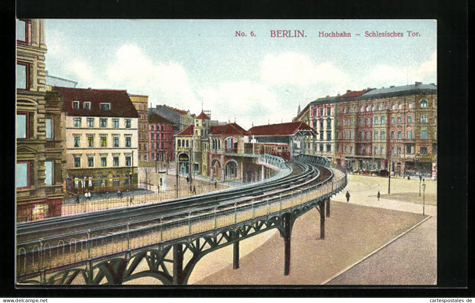 AK Berlin-Kreuzberg, Hochbahn, Haltestelle Schlesisches Tor  - U-Bahnen