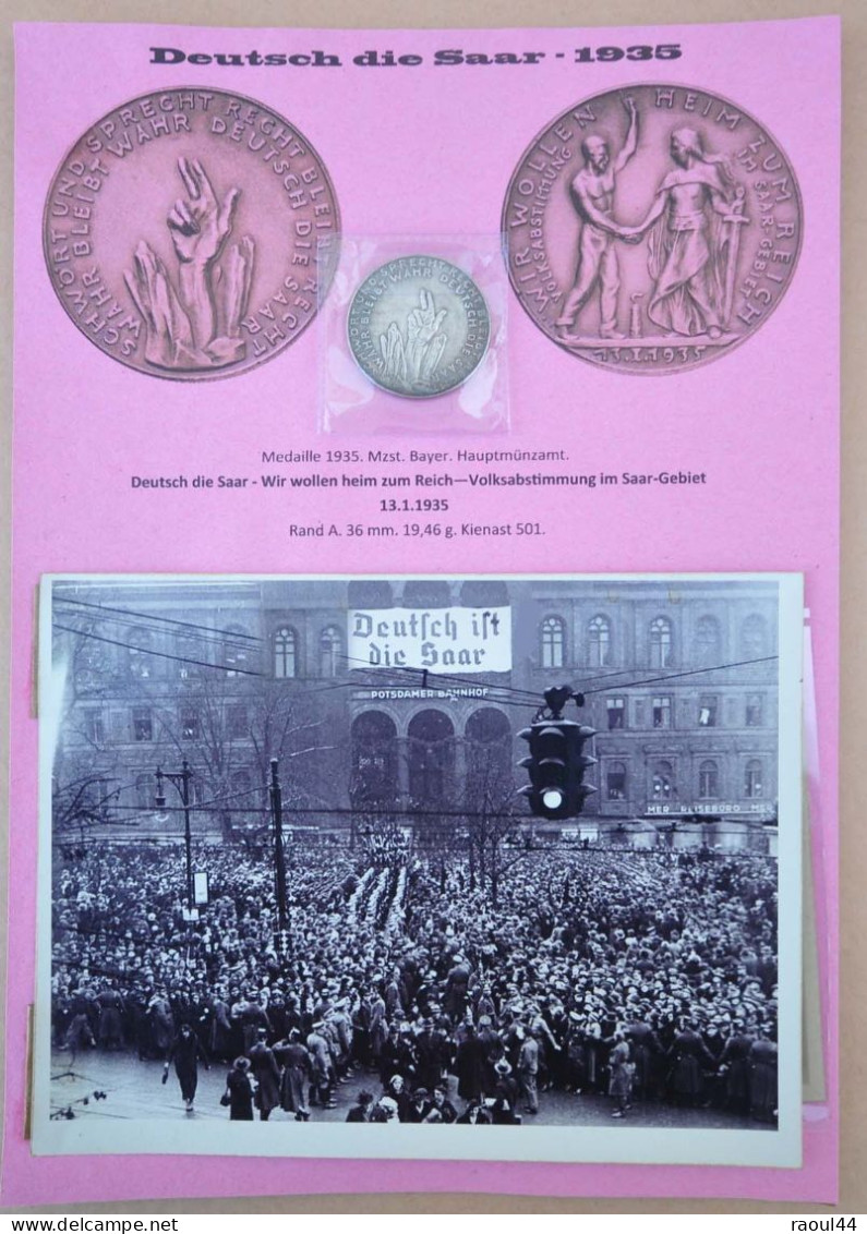 Pièce Commémorative émise à L'occasion De L'abstimmung De La Sarre En 1935. - 1939-45