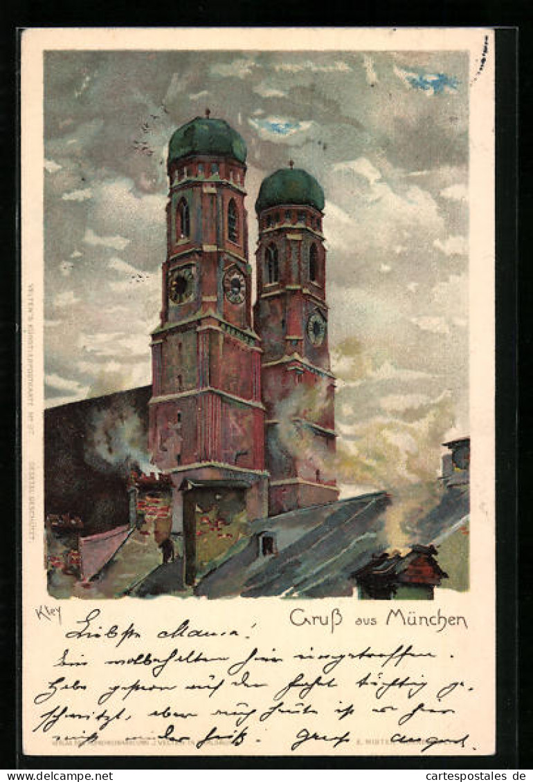 Künstler-AK Heinrich Kley: München, Frauenkirche  - Kley