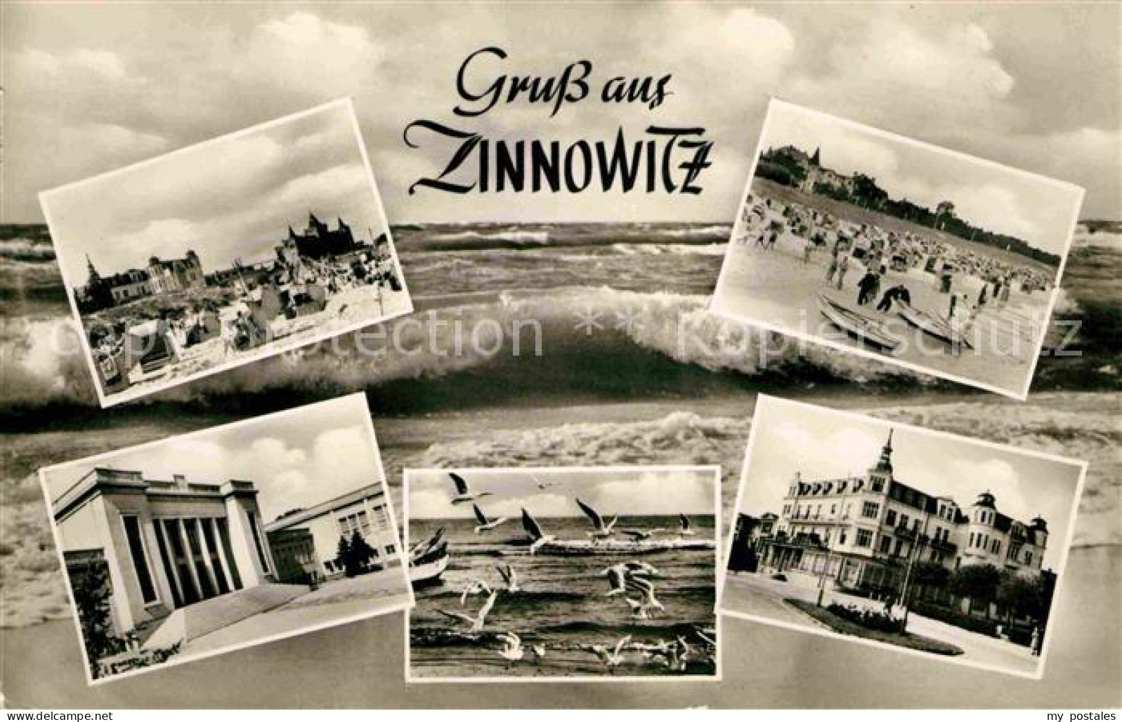 72646006 Zinnowitz Ostseebad Strand Brandung Moewen Erholungsheim Kurhaus Zinnow - Zinnowitz