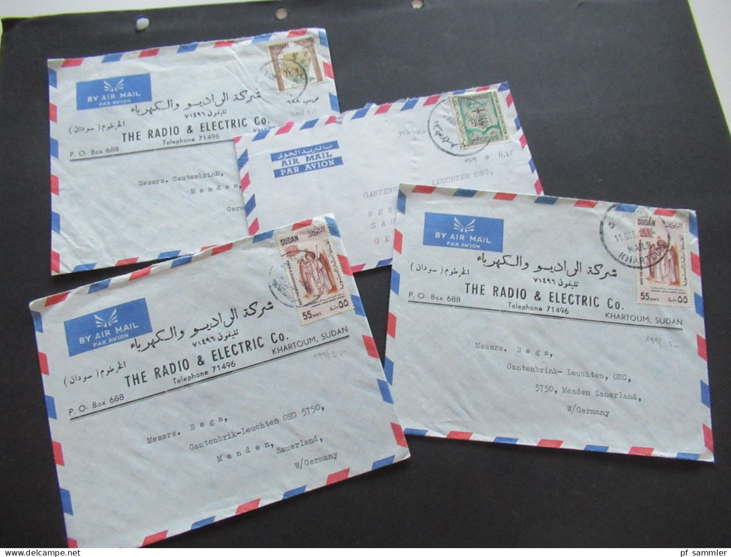 Afrika Sudan 1964 4 Belege Air Mail / Luftpost Firmenumschläge The Radio & Electric Co. Khartoum Sudan Auslandsbriefe - Soudan (1954-...)