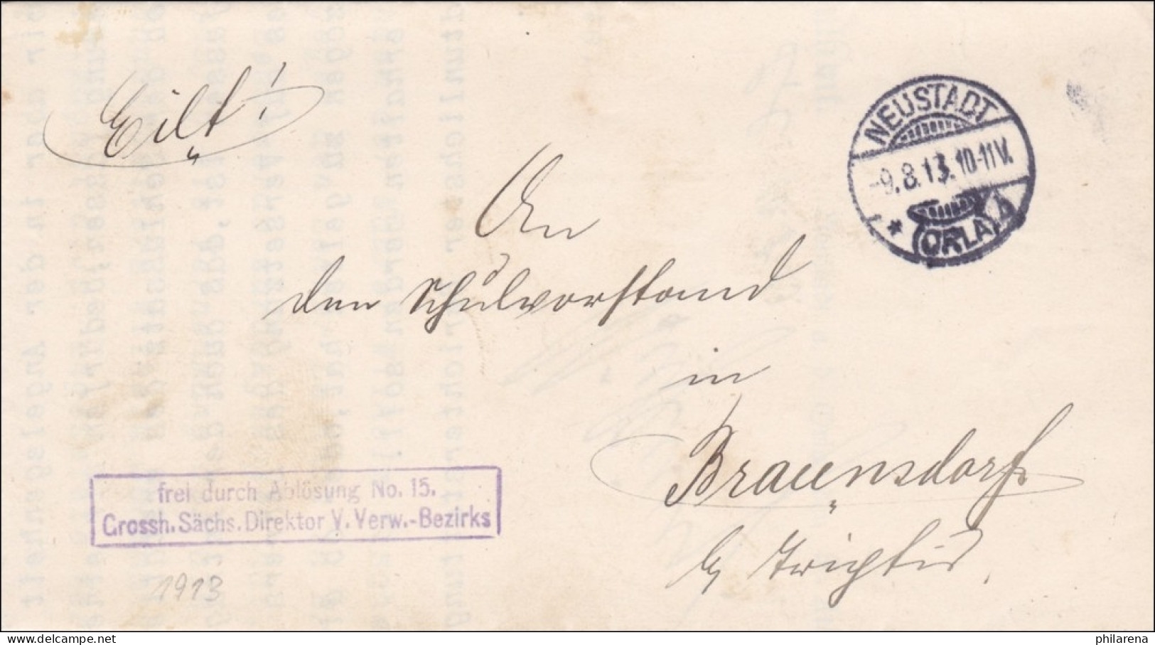 Neustadt/Orla Nach Braunhof 1913 - Briefe U. Dokumente