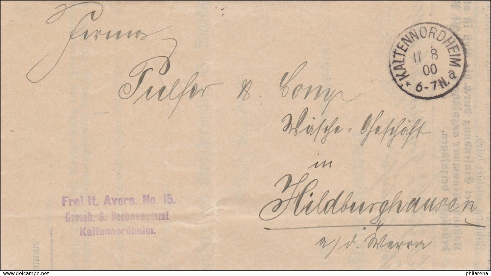 Kaltennordheim 1900 Nach Hildbughausen - Lettres & Documents