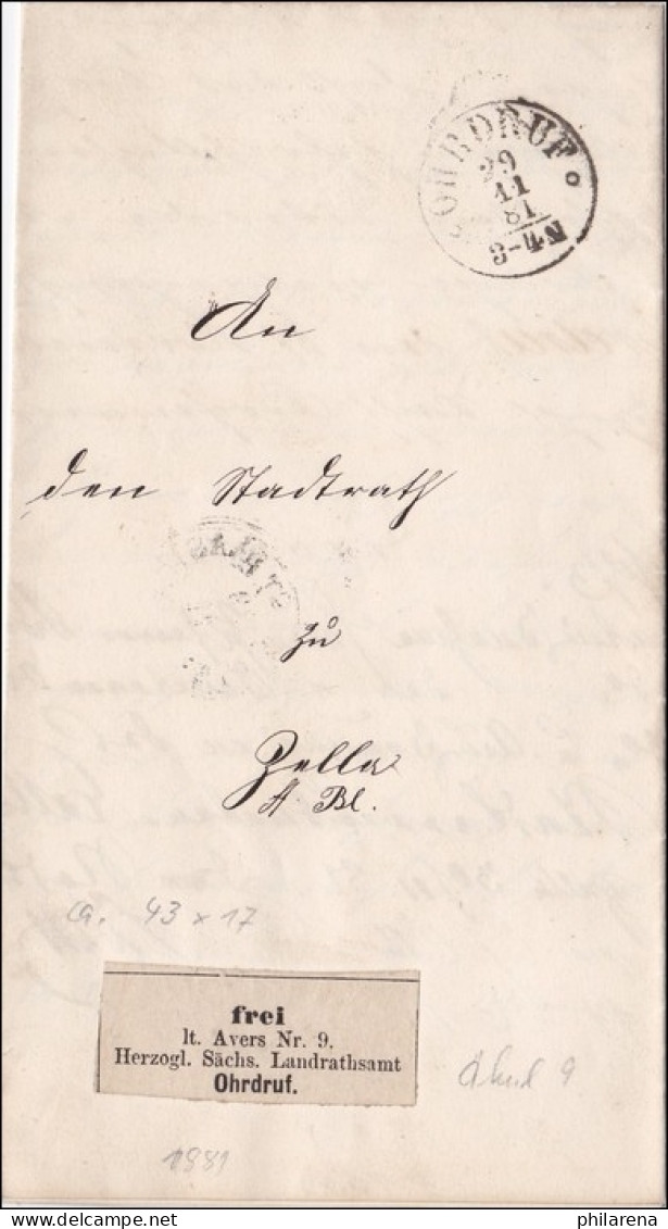 Ohrdruf 1881 Nach Zella - Lettres & Documents