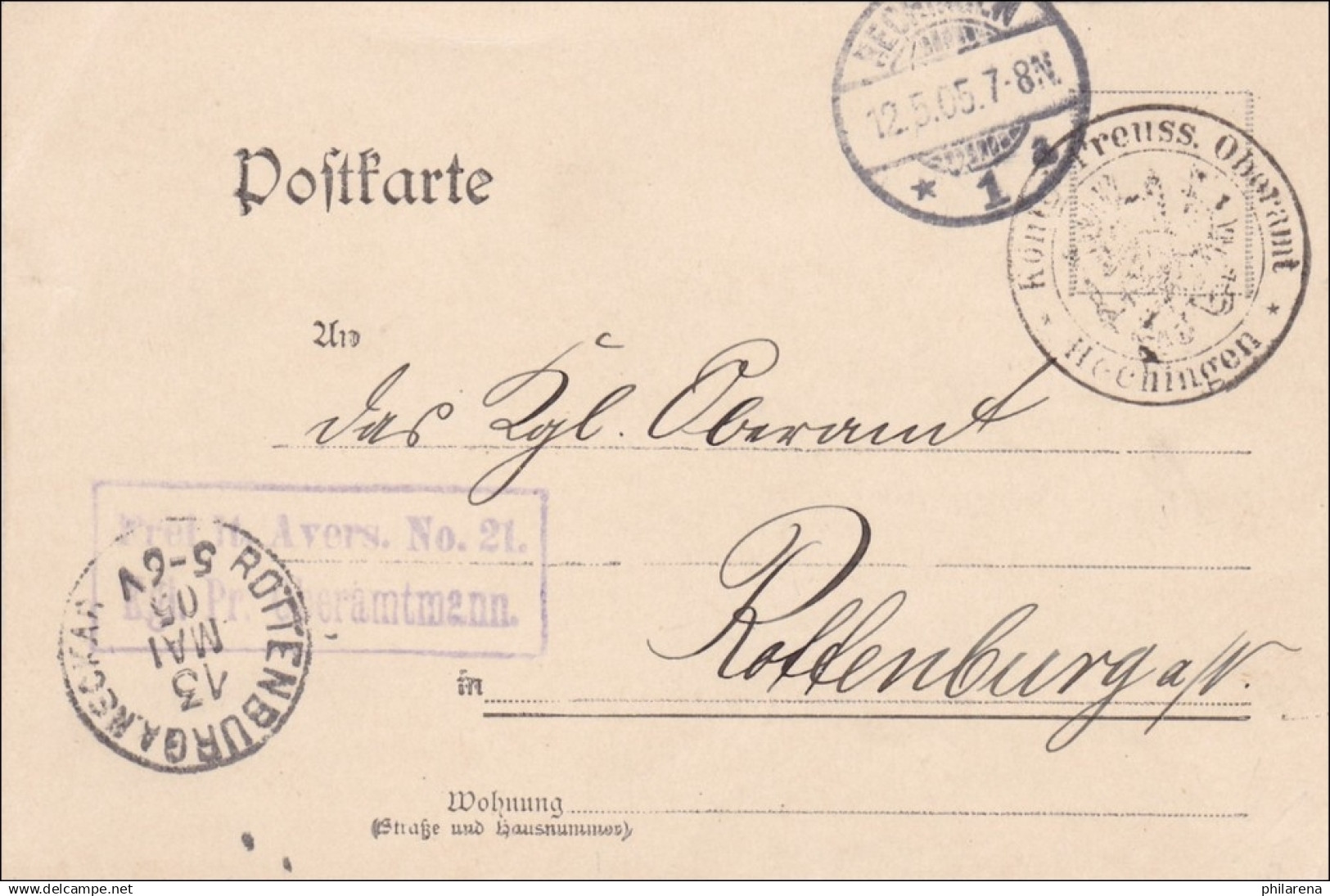 Postkarte Nach Rottenburg Am Neckar 1905 - Covers & Documents