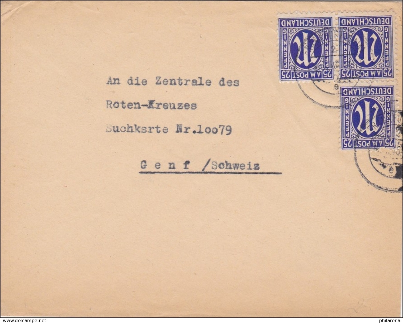 BiZone:  Brief Von Frankfurt/Main And Das DRK In Genf 1946 - Cartas & Documentos