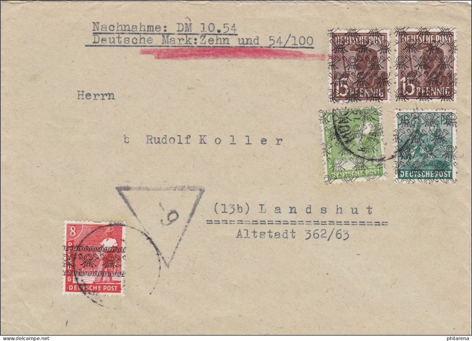 BiZone:  Nachnahme Brief Von München Nach Landshut - Covers & Documents