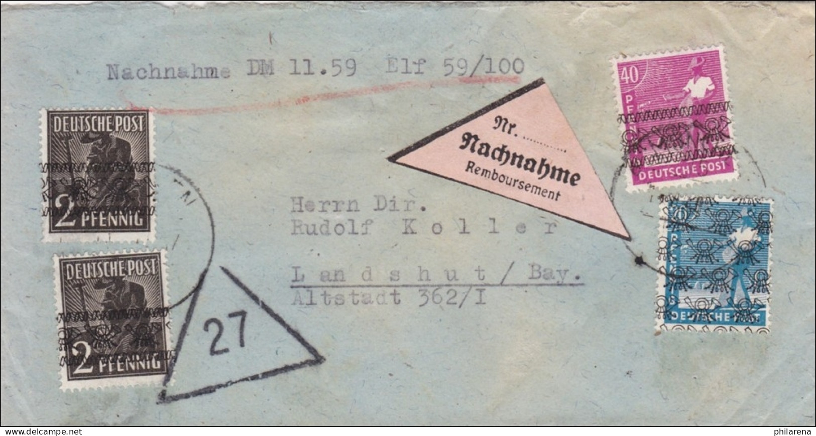 BiZone:  Nachnahme Aus München Nach Landshut - Lettres & Documents