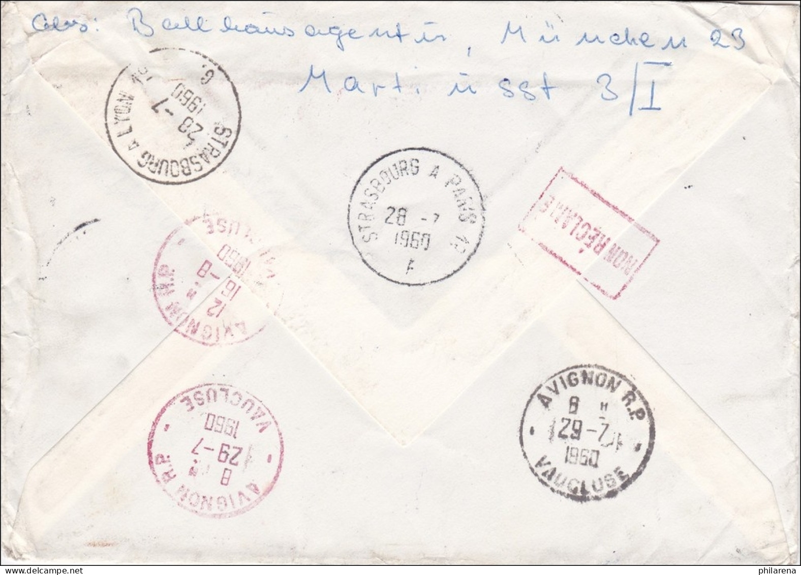 Eilboten Brief Von München Nach Frankreich Und Zurück 1960 - Briefe U. Dokumente