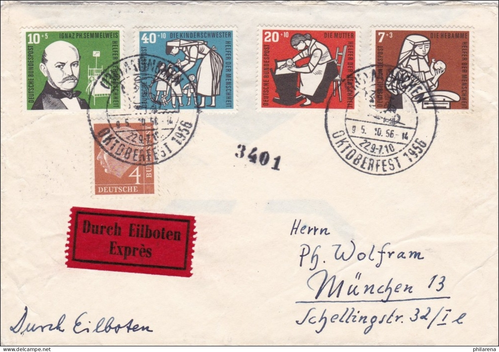 Eilboten Brief Vom Münchner Oktoberfest 1956 Mit Sonderstempel - Covers & Documents