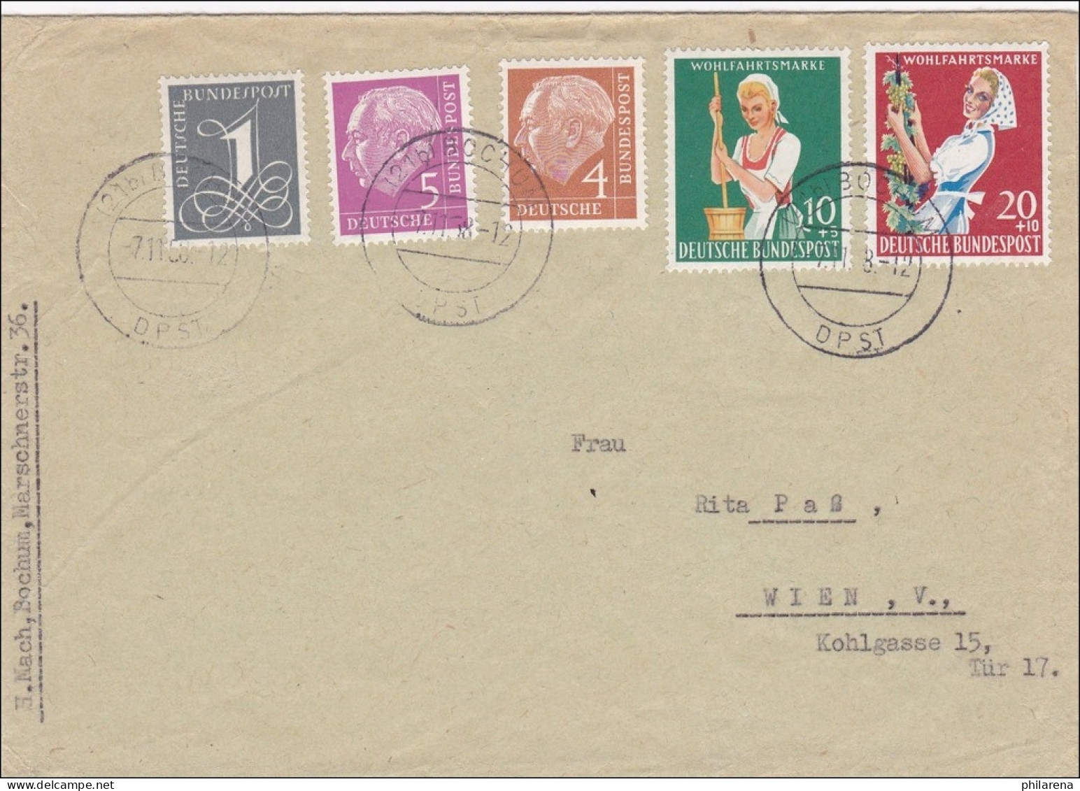 Brief Von Bochum Nach Wien 1958 - Lettres & Documents