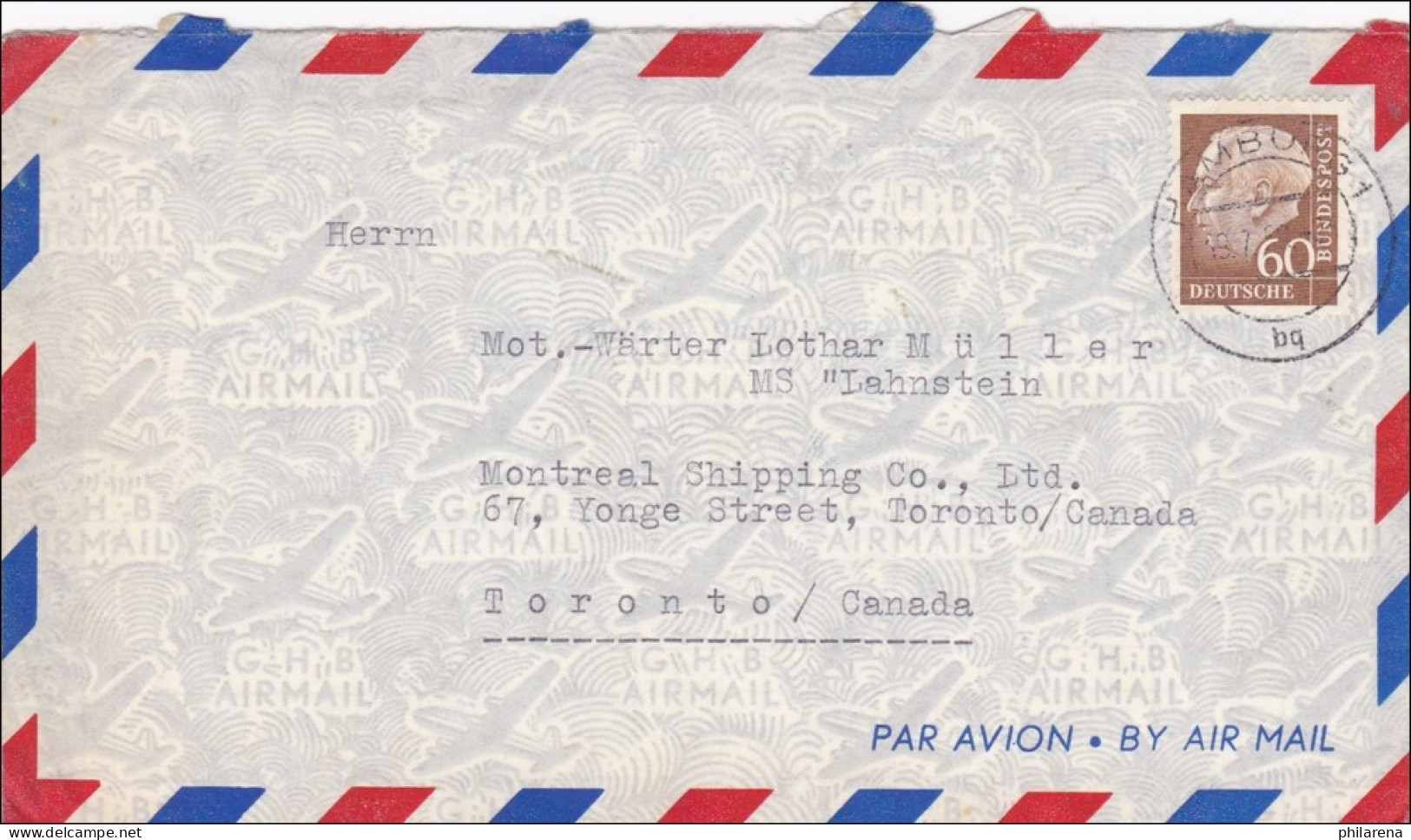 Luftpostbrief Von Hamburg Nach Canada - Covers & Documents