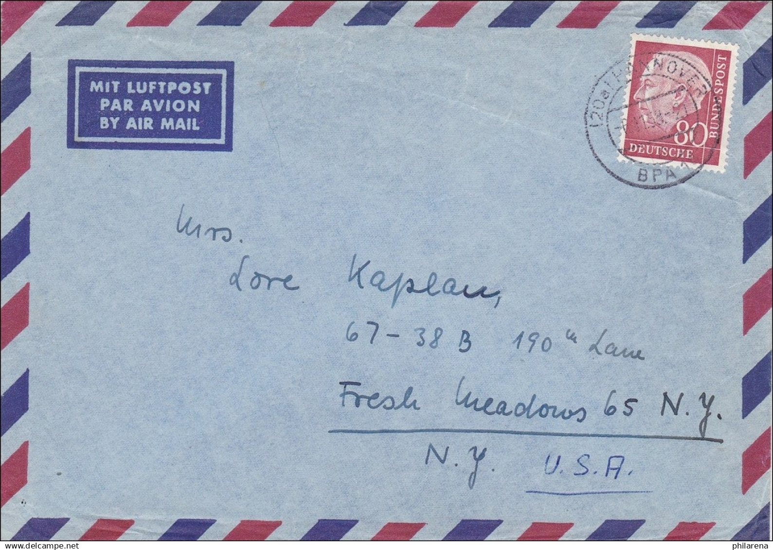 Luftpostbrief Von Hannover Nach USA 1958 - Covers & Documents