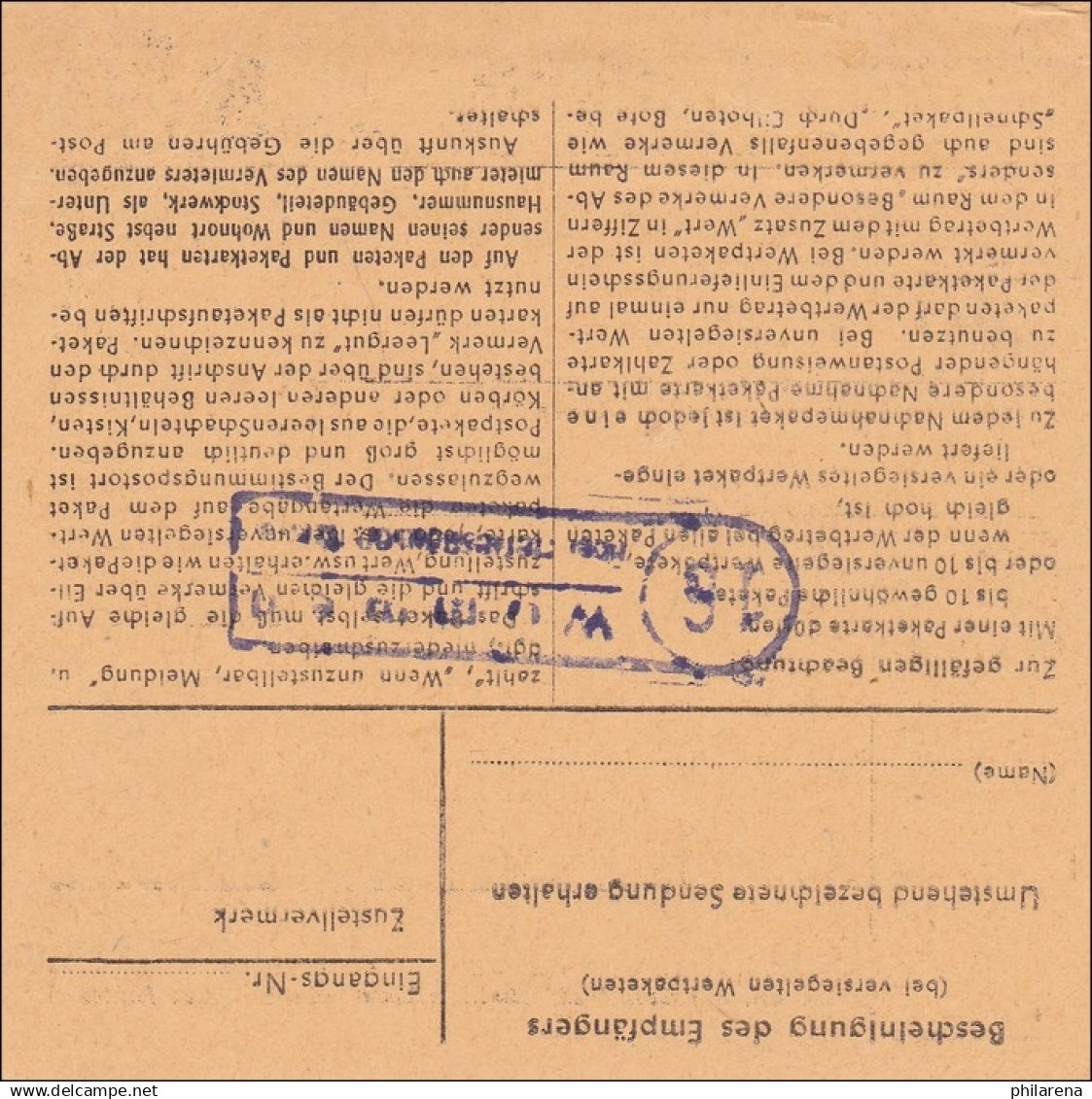 Paketkarte Von Herleshausen 1960 Nach Wintzingerode - Lettres & Documents