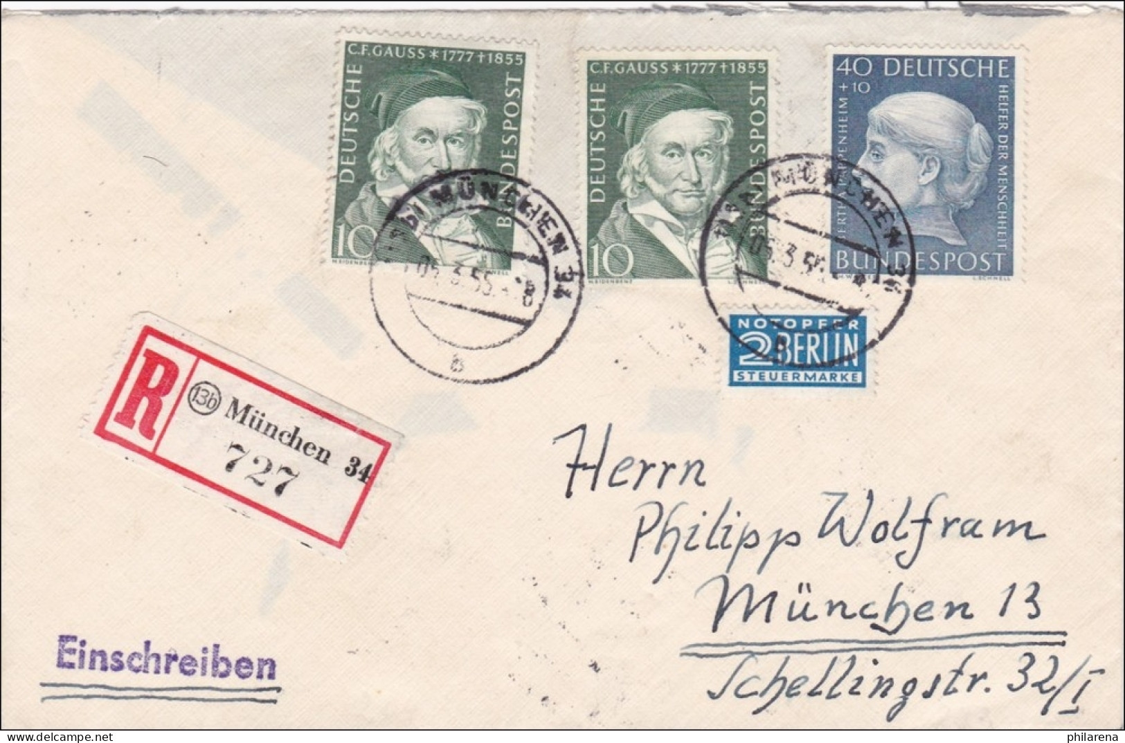 Einschreiben Aus München 1955 - Storia Postale