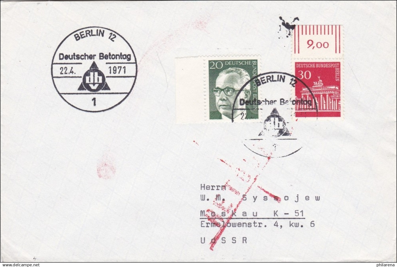 Brief Von Berlin - Deutscher Betontag In Die UDSSR Zurück - Covers & Documents