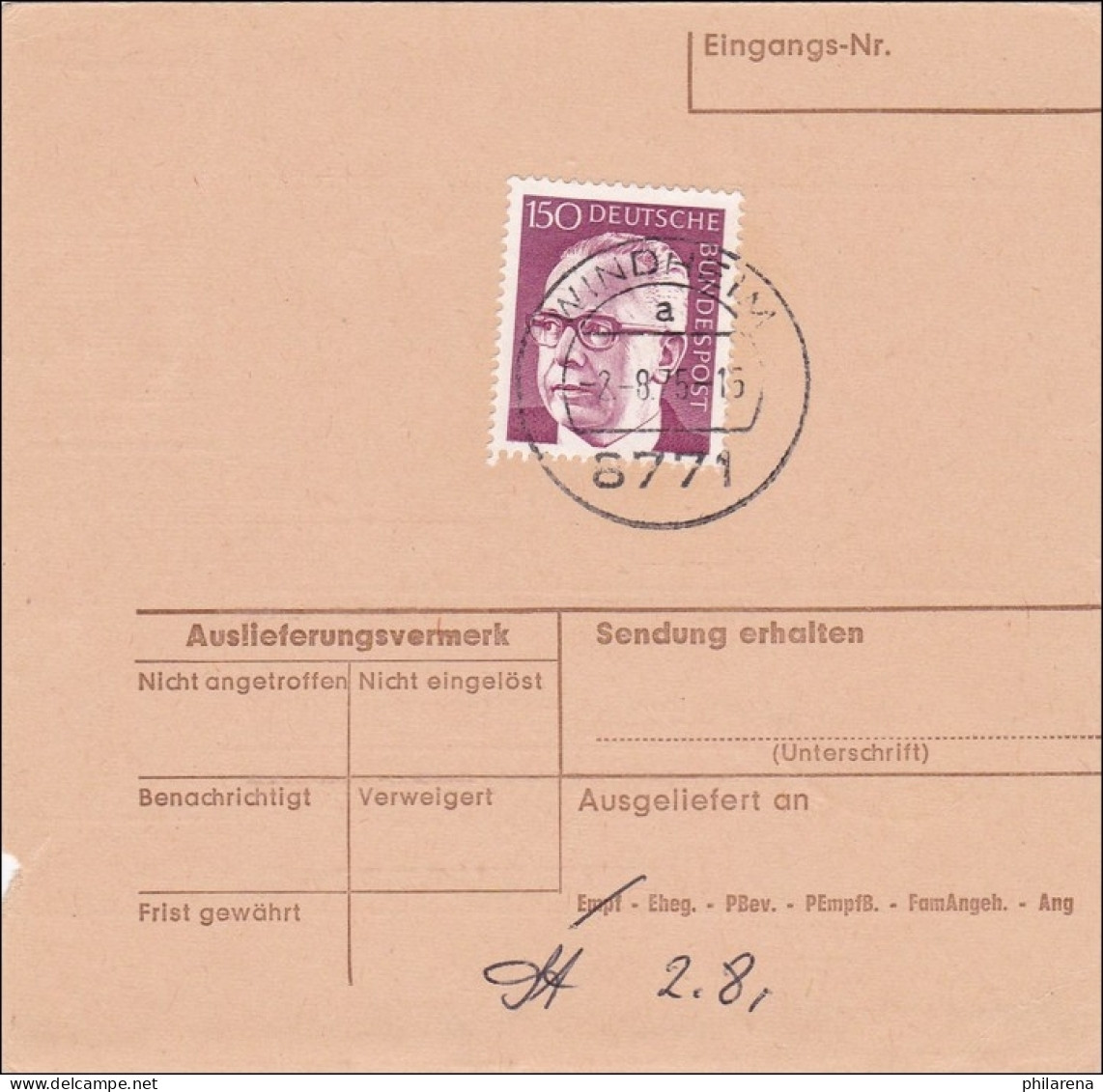 Nachnahme Karte Von Bonn Nach Windheim 1957 - EF 150 Heinemann - Lettres & Documents