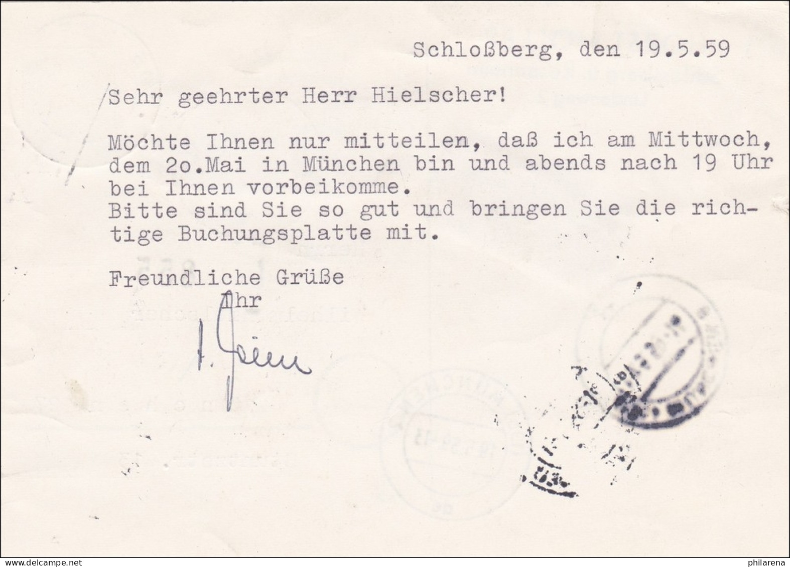 Ganzsache:  Als Eilboten Von München 1959 - Covers & Documents