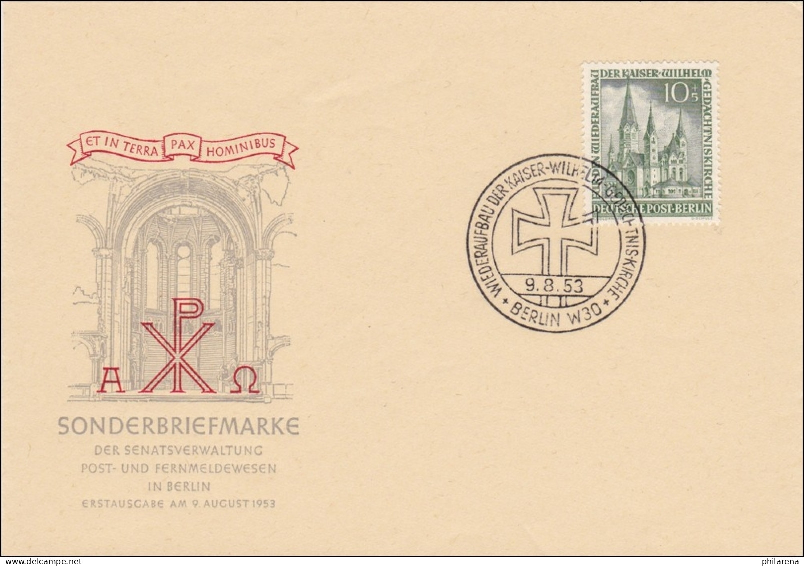 FDC Brief 1953 - Kaiser Wilhelm Gedächtniskirche - Lettres & Documents