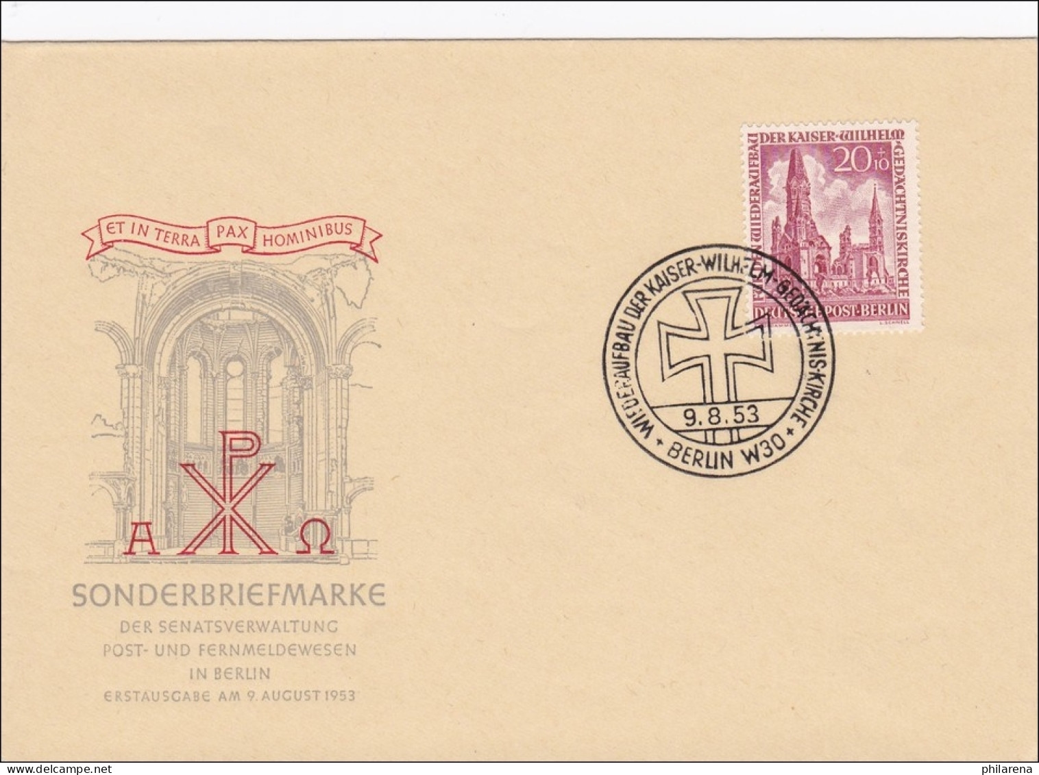 Brief 1953 Als FDC Kaiser-Wilhelm Gedächtniskirche - Brieven En Documenten
