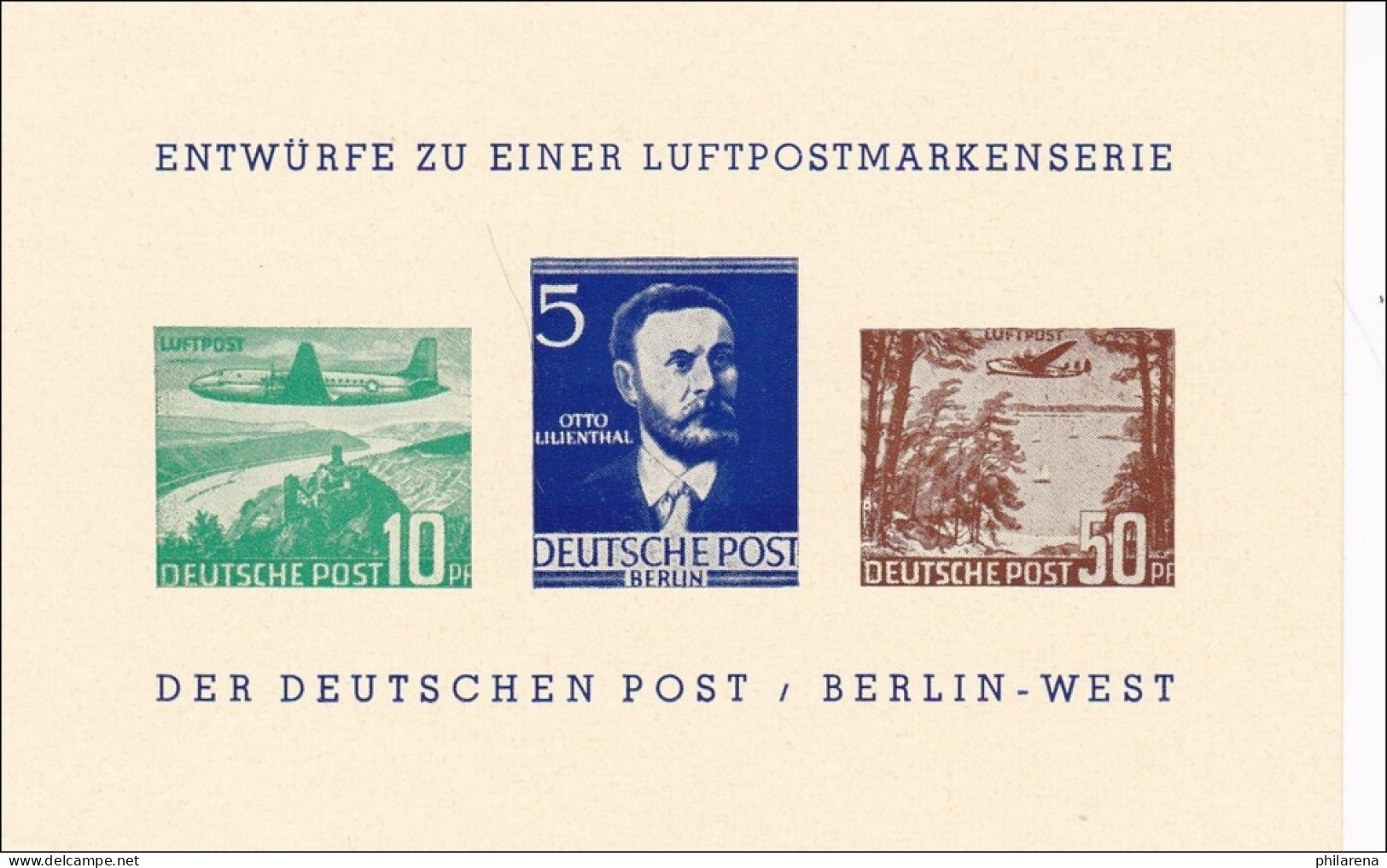 Entwürfe Zu Einer Luftpostmarkenserie Der Deutschen Post - Berlin West - Abarten Und Kuriositäten