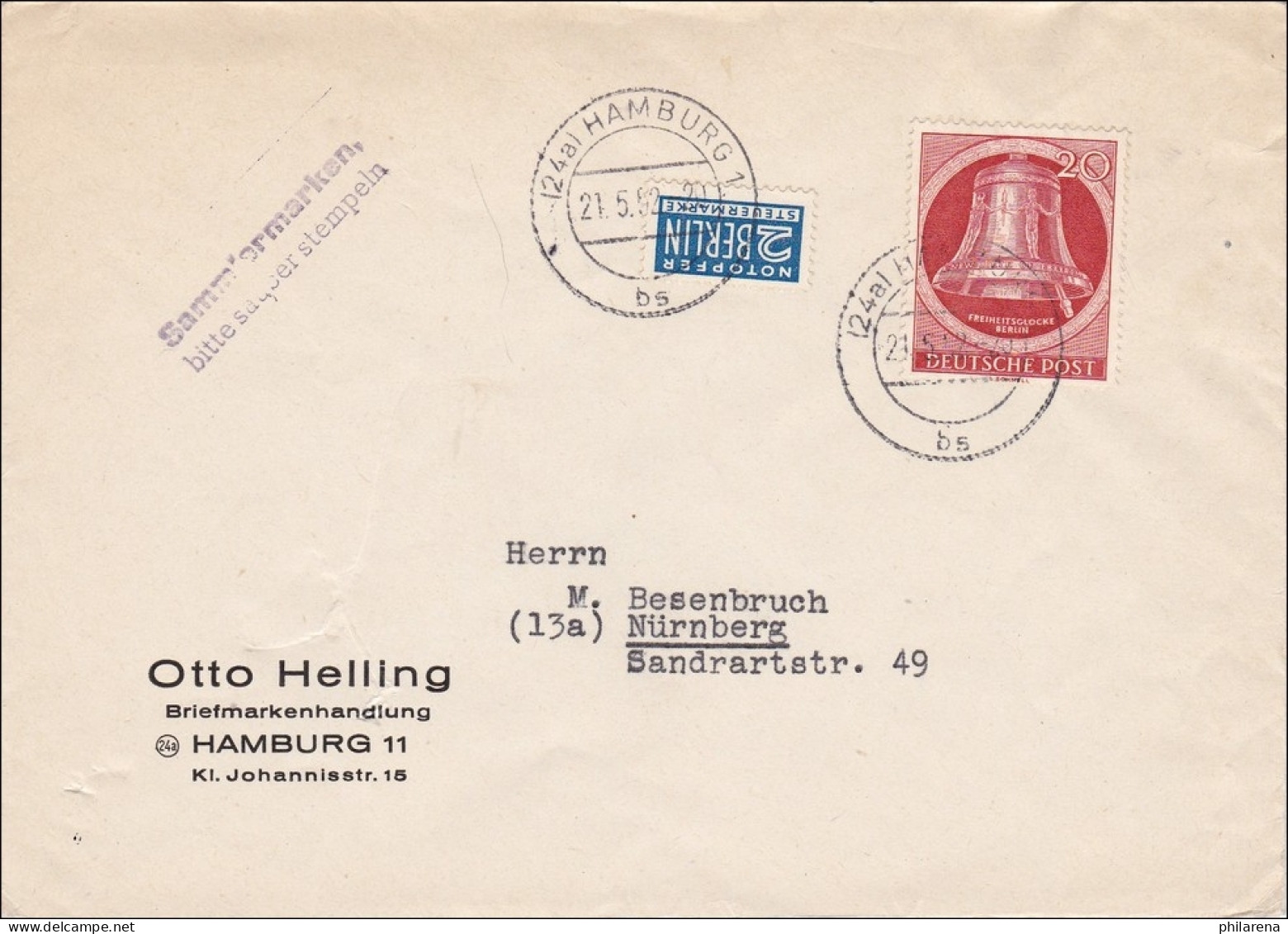Brief 1952 Nach Nürnberg - Brieven En Documenten