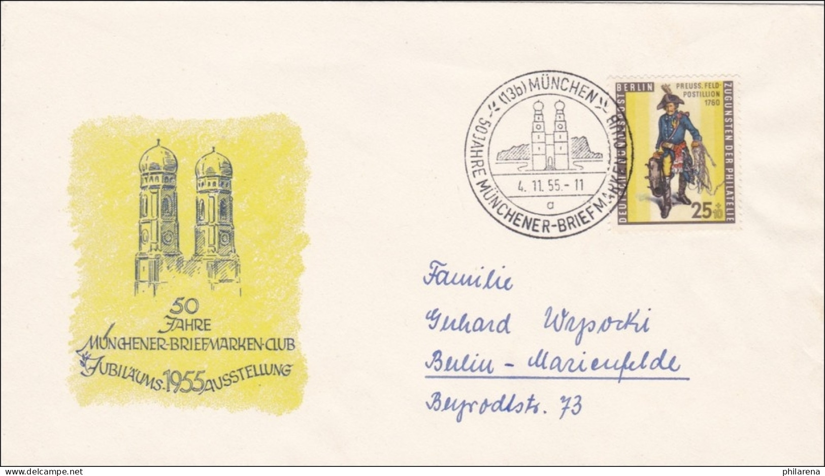 Münchner Briefmarken Club 1955 Nach Berlin - Jubiläum - Storia Postale