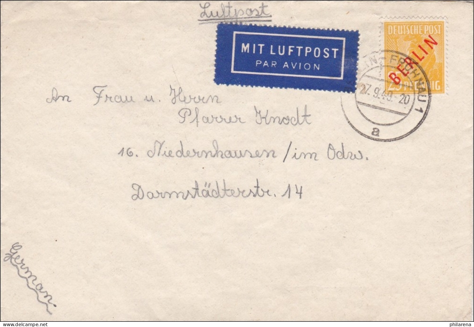 Luftpost 1949 Nach Niedernhausen - Lettres & Documents