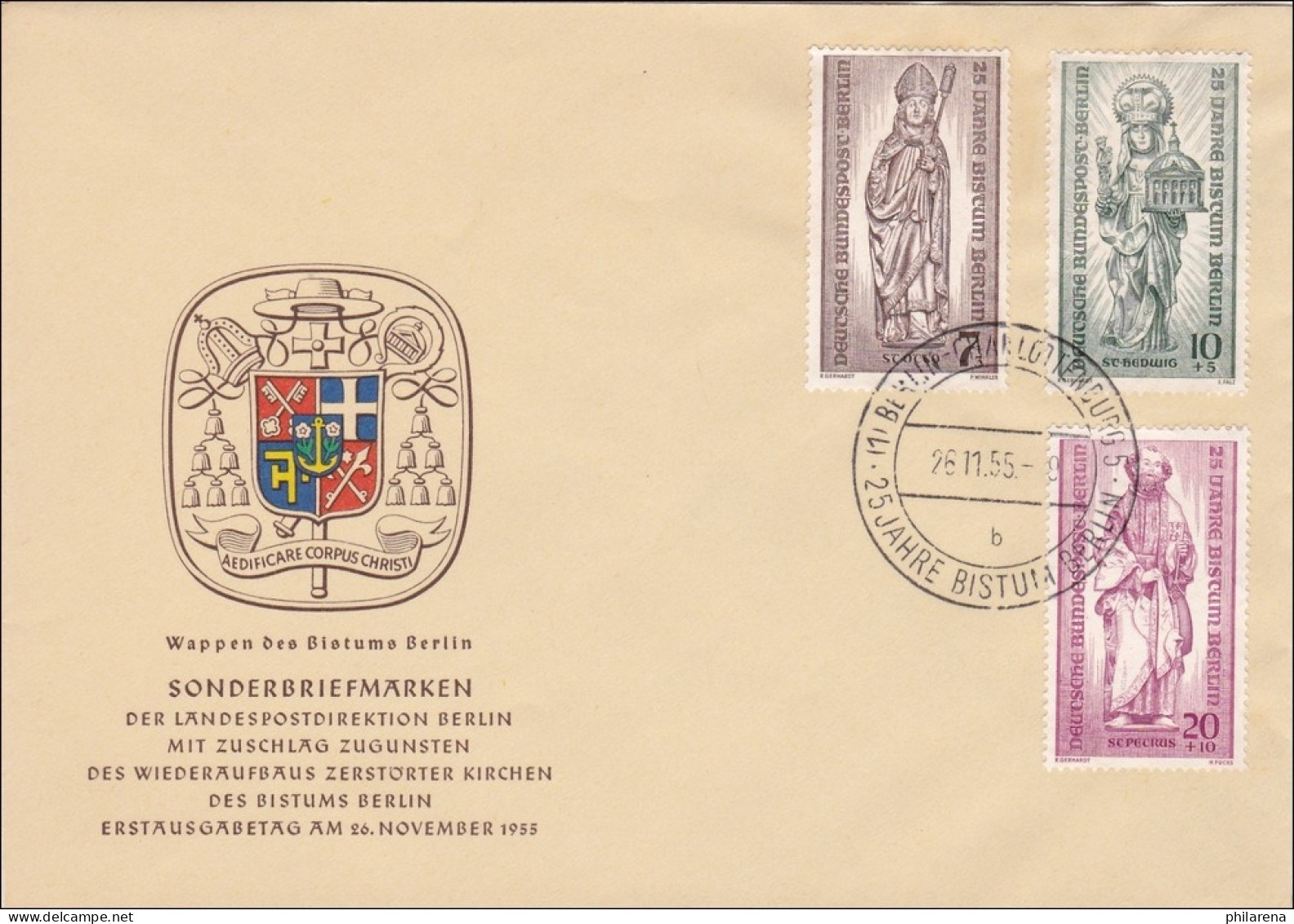 FDC 25 Jahre Bistum Berlin 1955 - Lettres & Documents