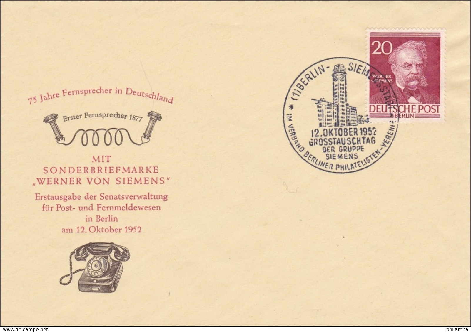 FDC Grosstauschtag 1952 - Werner Von Siemens - Cartas & Documentos