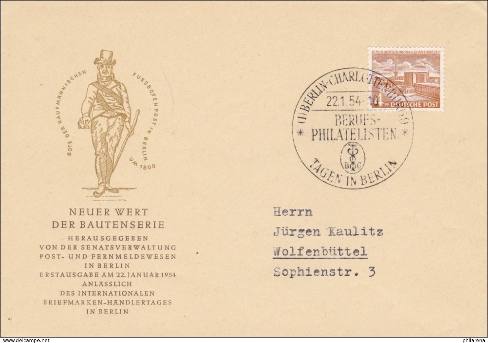 FDC Bautenserie 1954 - Berufs-Philatelisten Tage In Berlin - Lettres & Documents