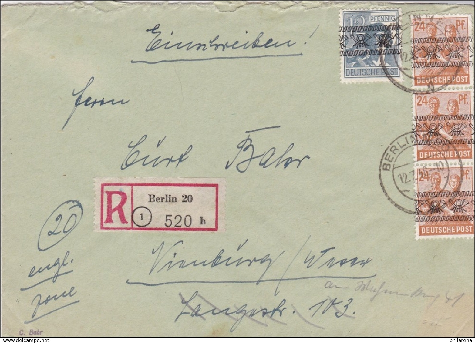 Einschreiben Nach Würzburg 1948 - Covers & Documents