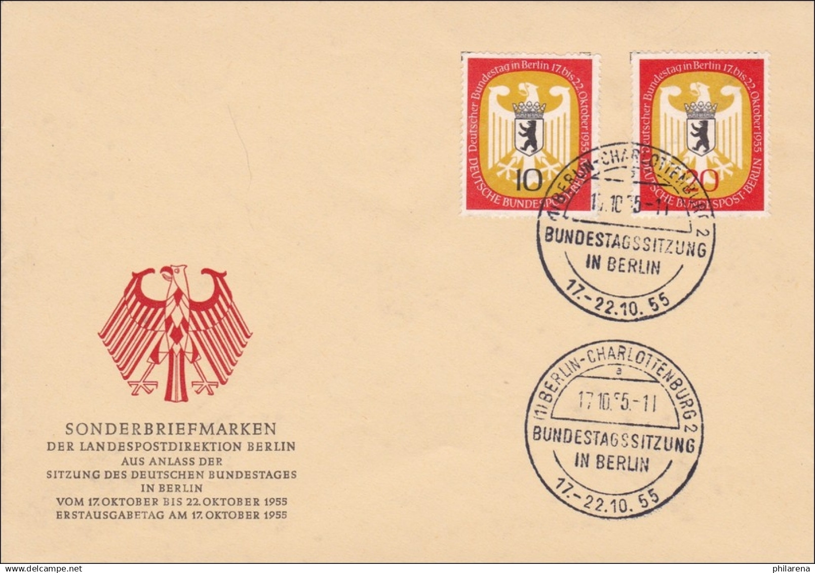 FDC Bundestagssitzung In Berlin 1955 - Lettres & Documents