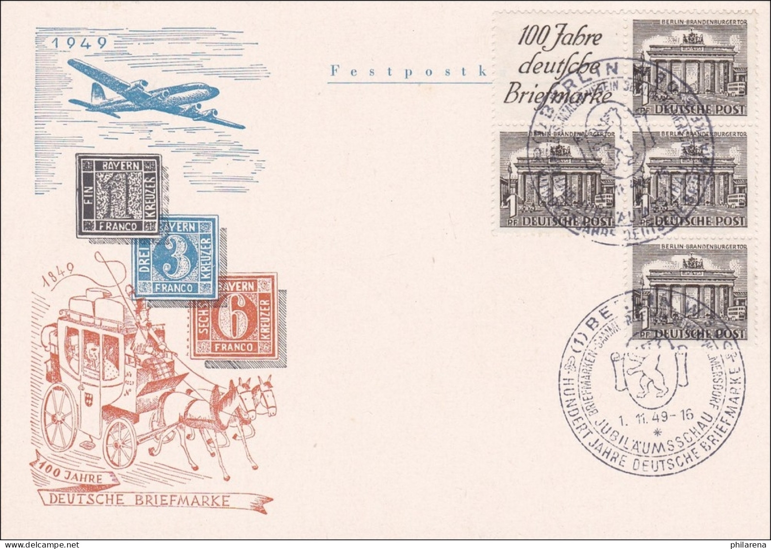 100 Jahre Deutsche Briefmarken 1949 Wilmersdorf Jubiläum - Covers & Documents