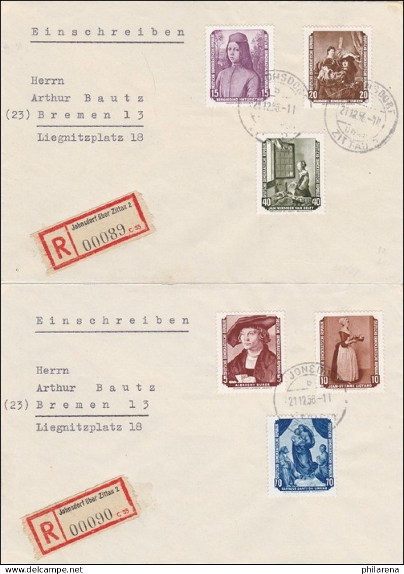 DDR:  2x Eubscgreubeb Johnsdorf über Zittau 1956 Nach Bremen - Briefe U. Dokumente